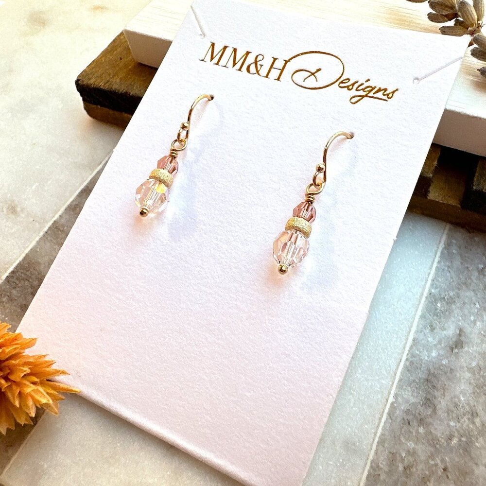 14k Gold Filled Swarovski Crystal Beads Earrings | Handmade in BC